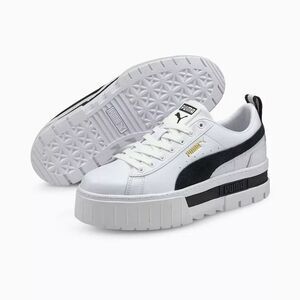 Puma Mayze Sneakers Women's White Leather‎ Low Top Platform Shoes SZ 8